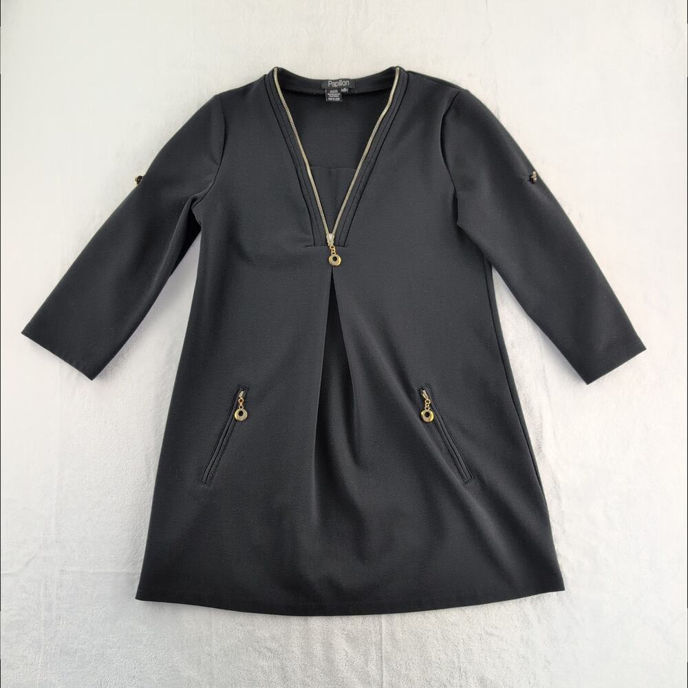 Papillon Tunic Dress Black Women's Med MinimalistLuxe CleanGirl Tonal